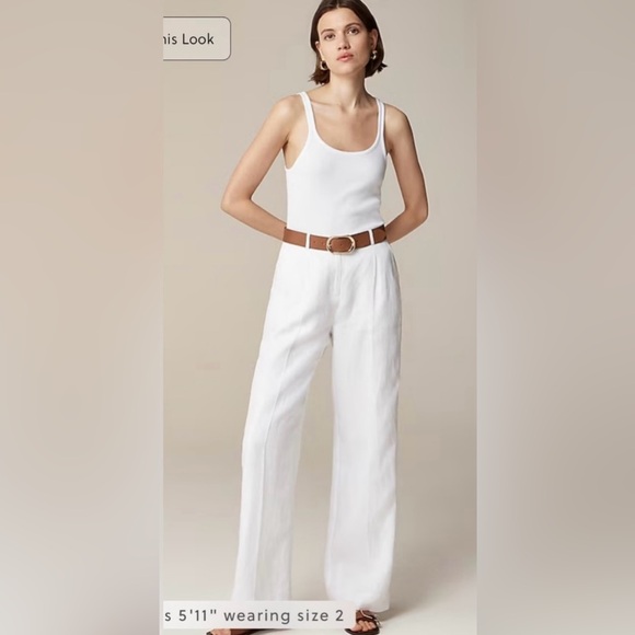 J.Crew NWOT Wide-leg Essential pant in linen in white